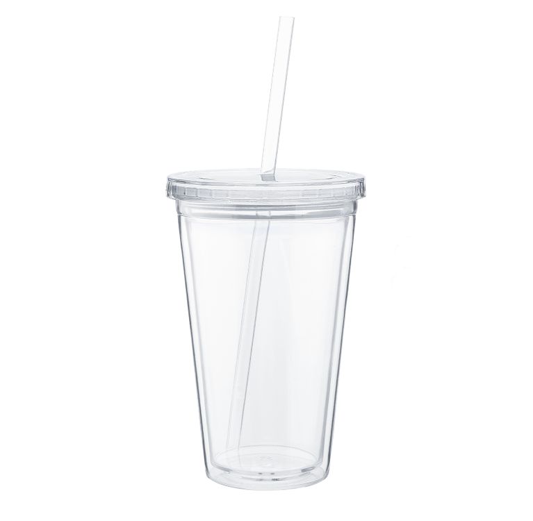 Clear Plastic Reusable Cup With Lid and Straw Template Mockup Add