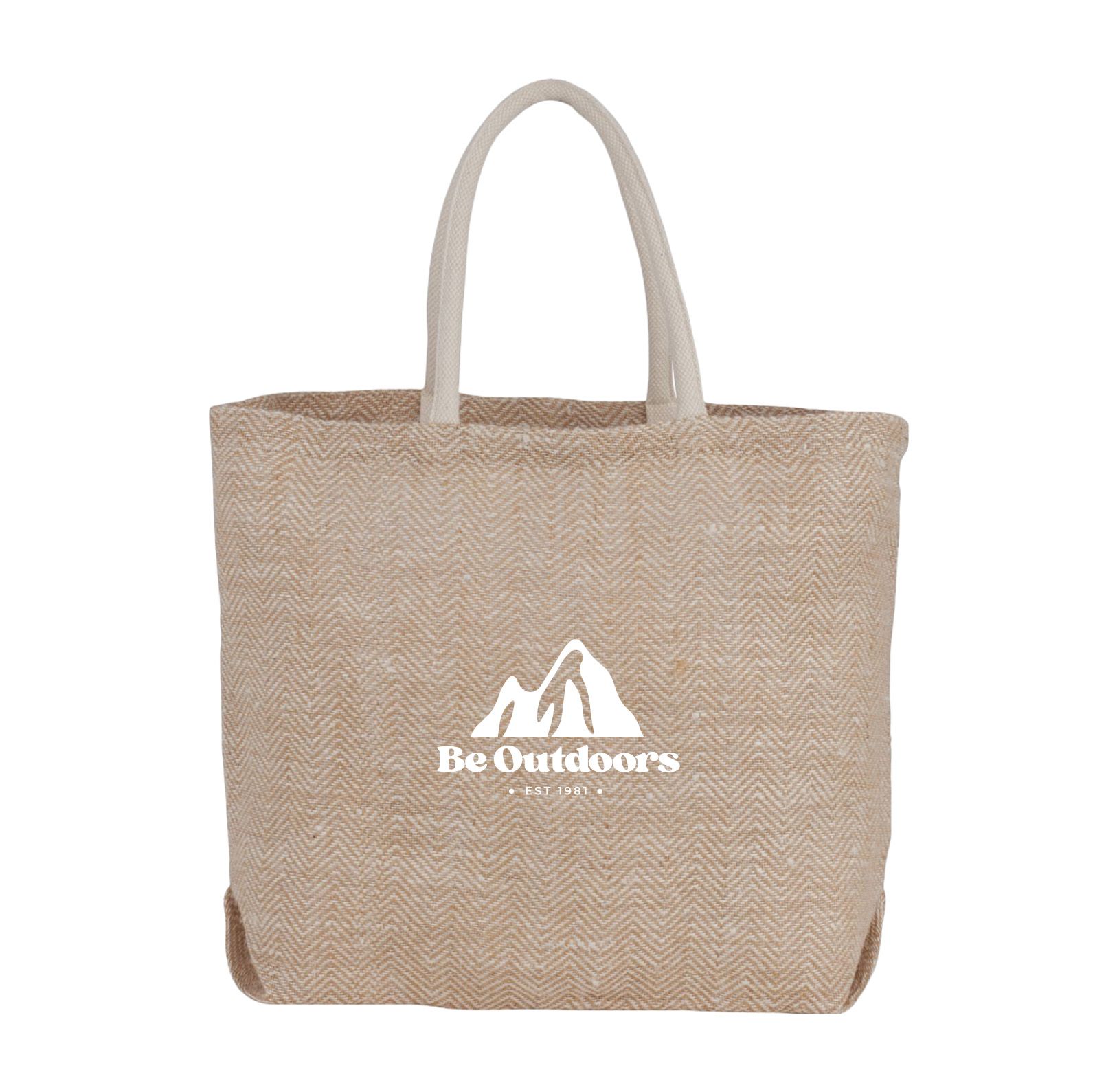 Herringbone Jute Tote Bag