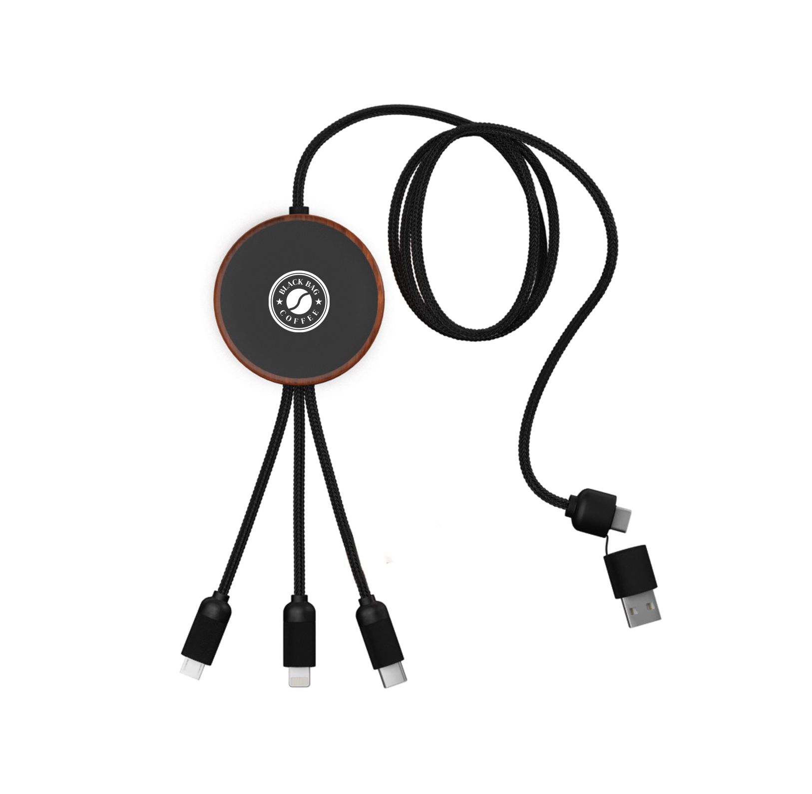 5W SCX Design 5-In-1 Bamboo Wireless Charging Cable