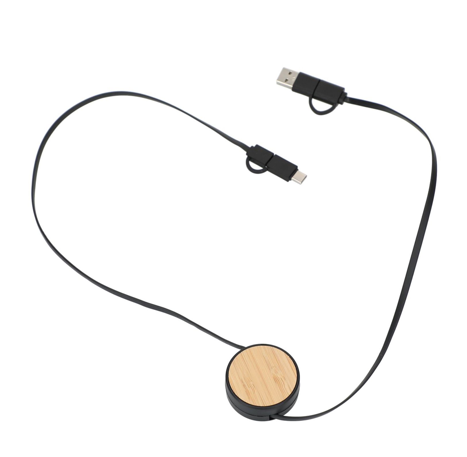 FSC 100% Bamboo Retractable 5-In-1 Charging Cable