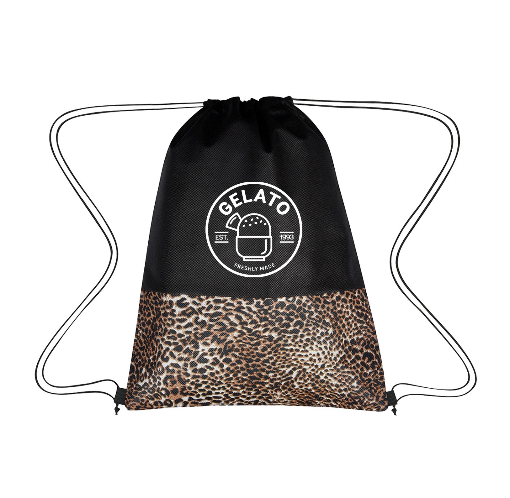 Leopard Non-Woven Drawstring Bag