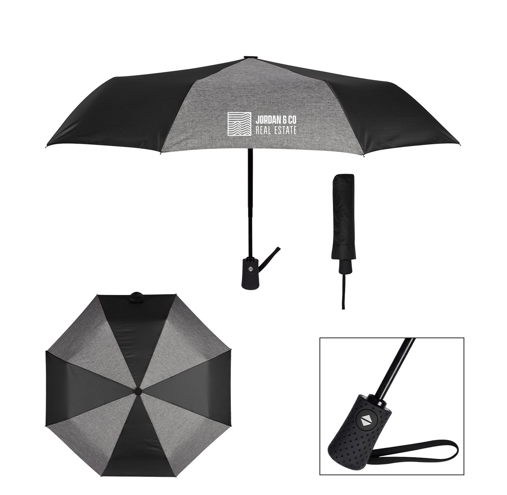 42'' Arc Heathered Telescopic Folding Umbrella