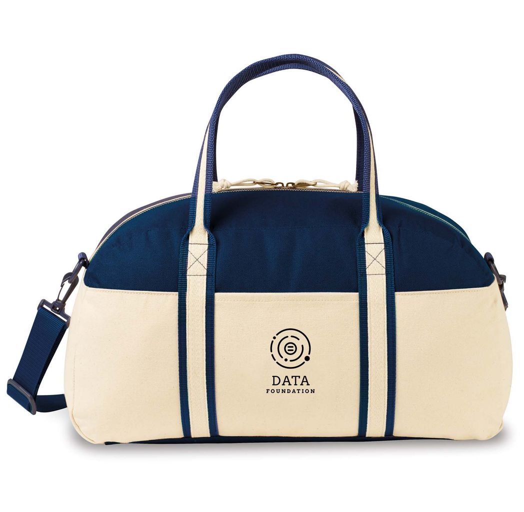Luxurious Weekender Embroidered Navy Canvas Duffel Bag