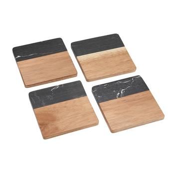 Marble & Wood Coaster Set