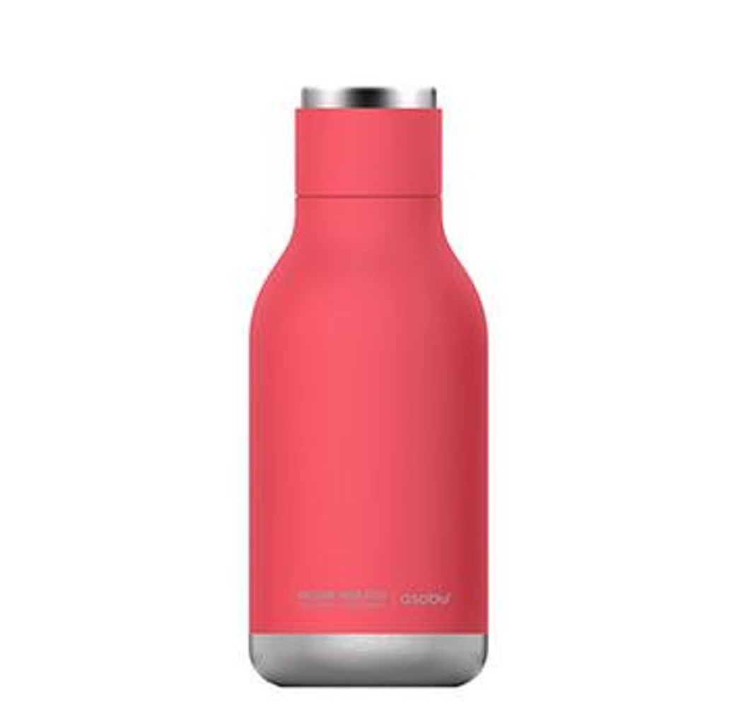 ASOBU Simply Clear Insulated Water Bottle/Travel Mug, Red - 14 oz