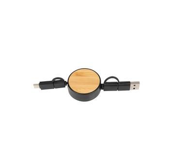 Bamboo Retractable 3-In-1 Charging Cable